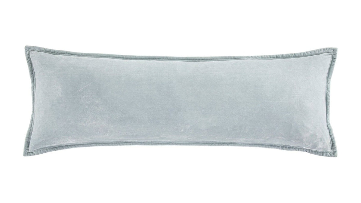 Stella - Faux Silk Velvet Long Lumbar Pillow - Icy Blue