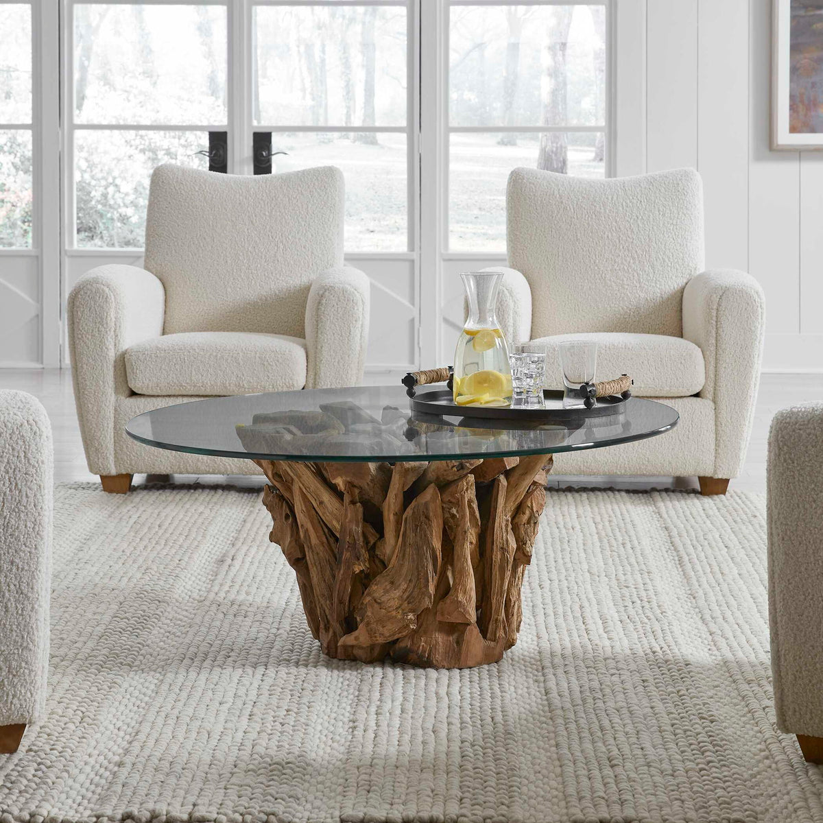Driftwood - Glass Top Large Coffee Table