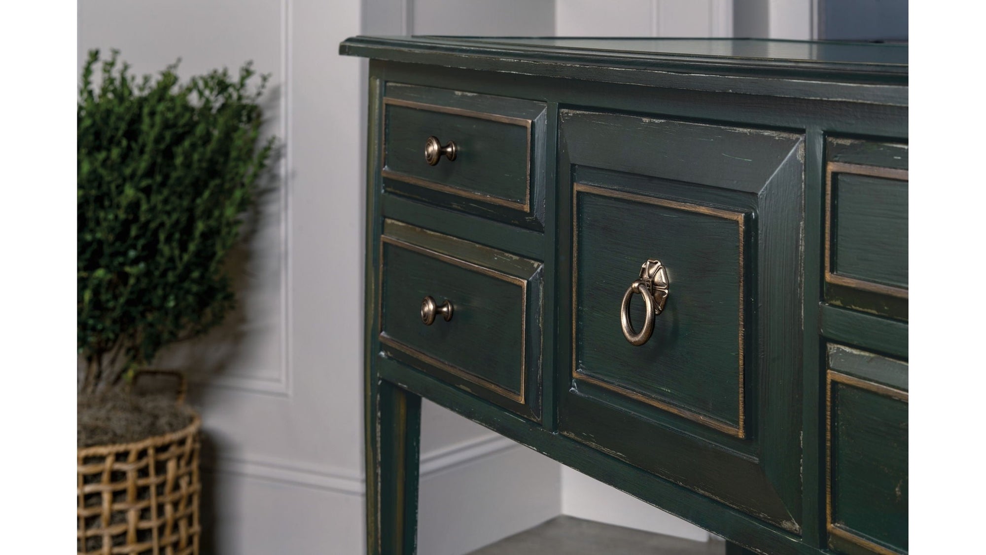 Charleston - Five-Drawer Console Table - Dark Green