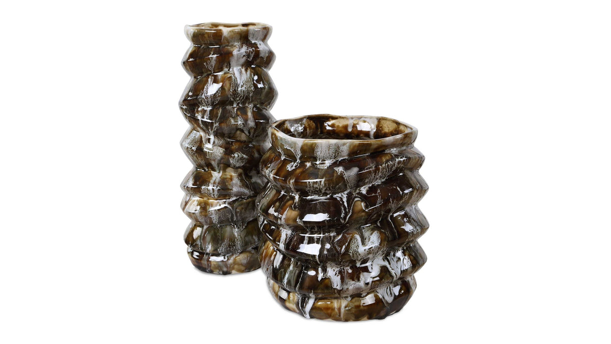 Cuoco - Glazed Vases (Set of 2) - Brown