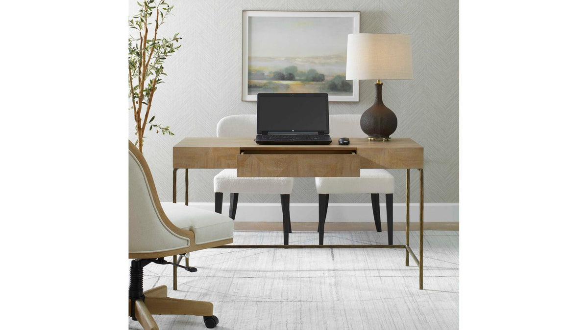 Aristotle - Natural Wood Modern Desk