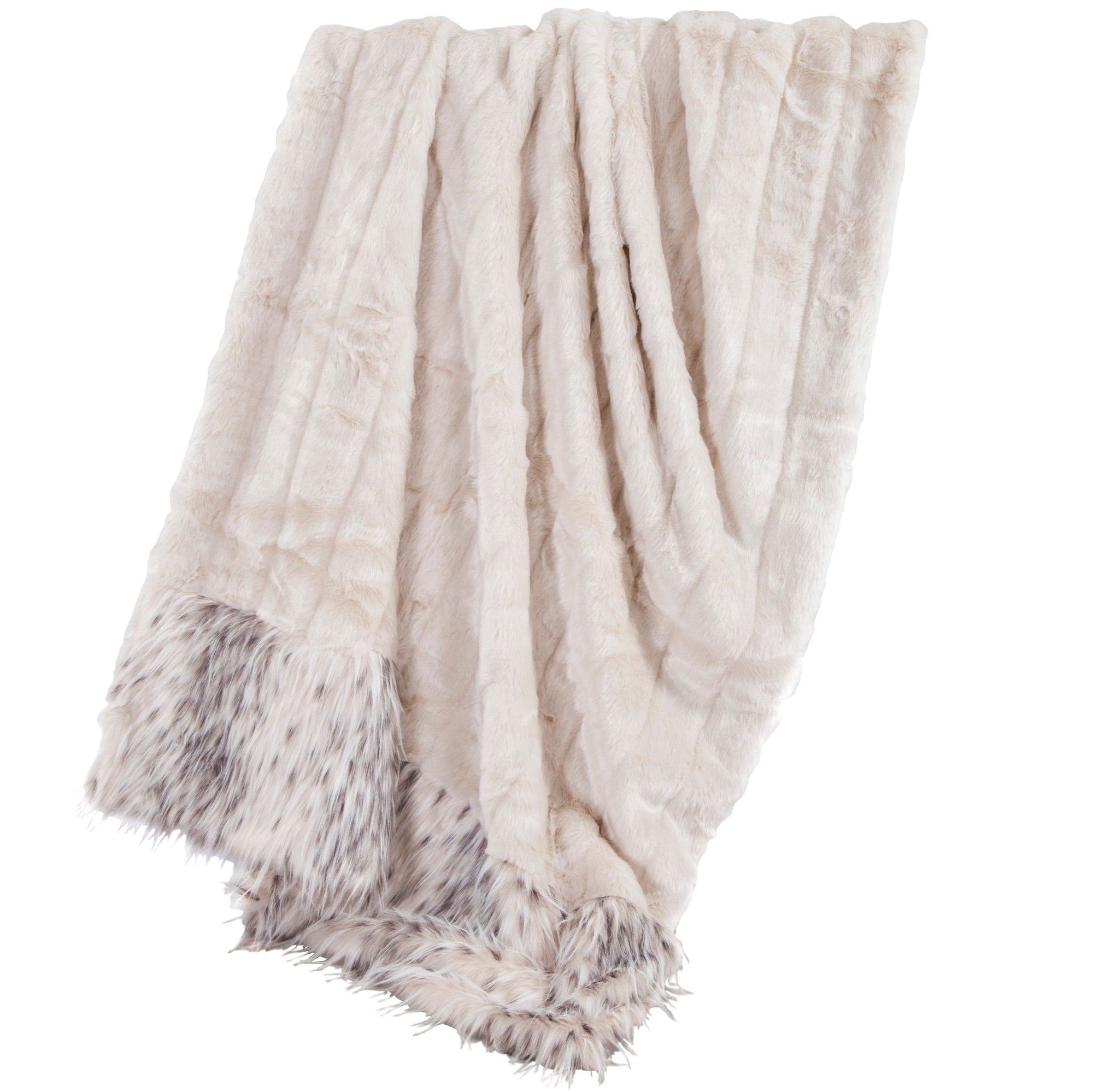 Snow Leopard - Faux Mink &amp; Snow Leopard Oversized Throw Blanket - White