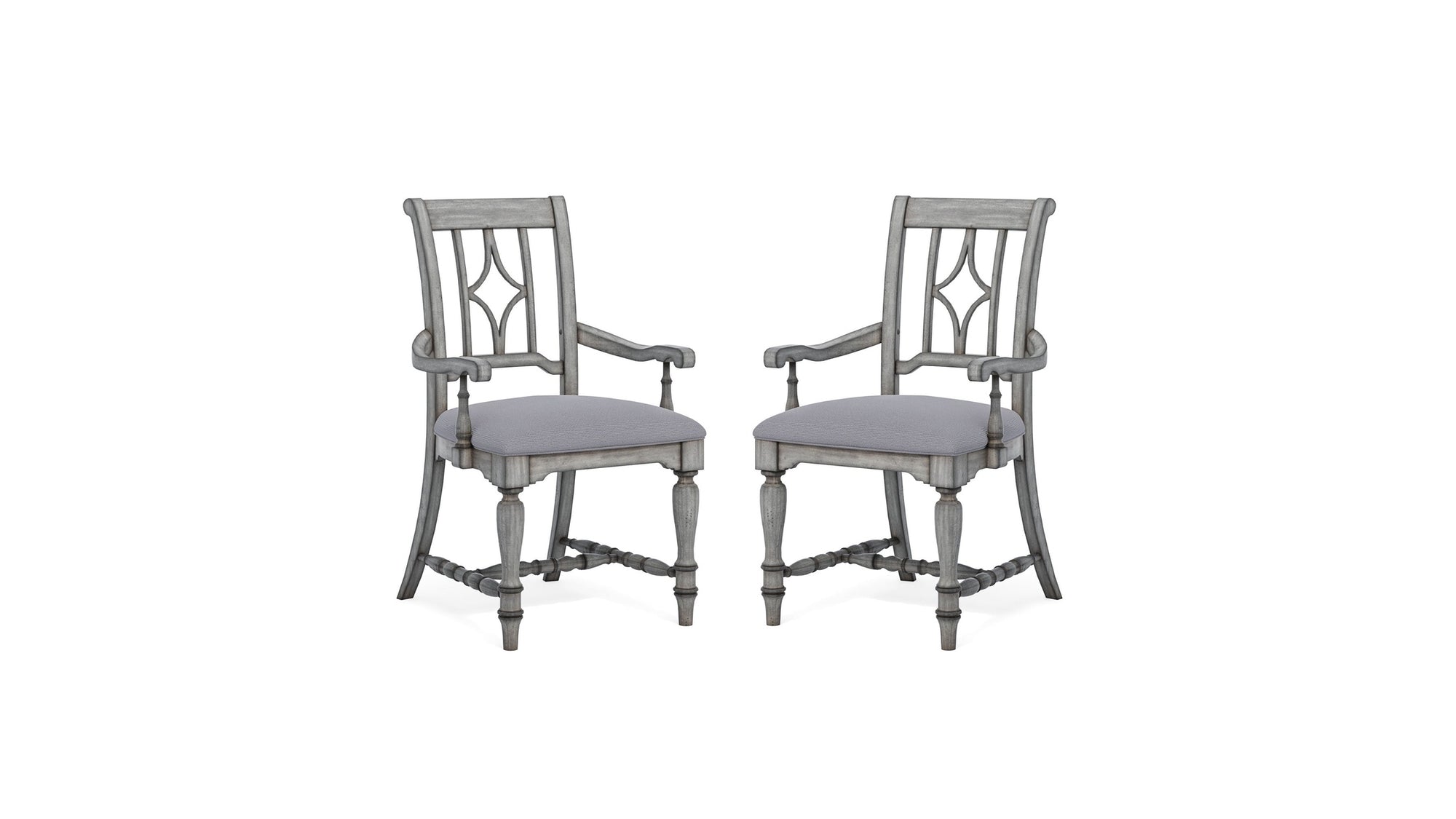 Plymouth - Upholstered Arm Dining Chair Set of 2 - Gray