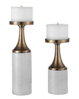 Castiel - Marble Candleholders (Set of 2) - White & Gold