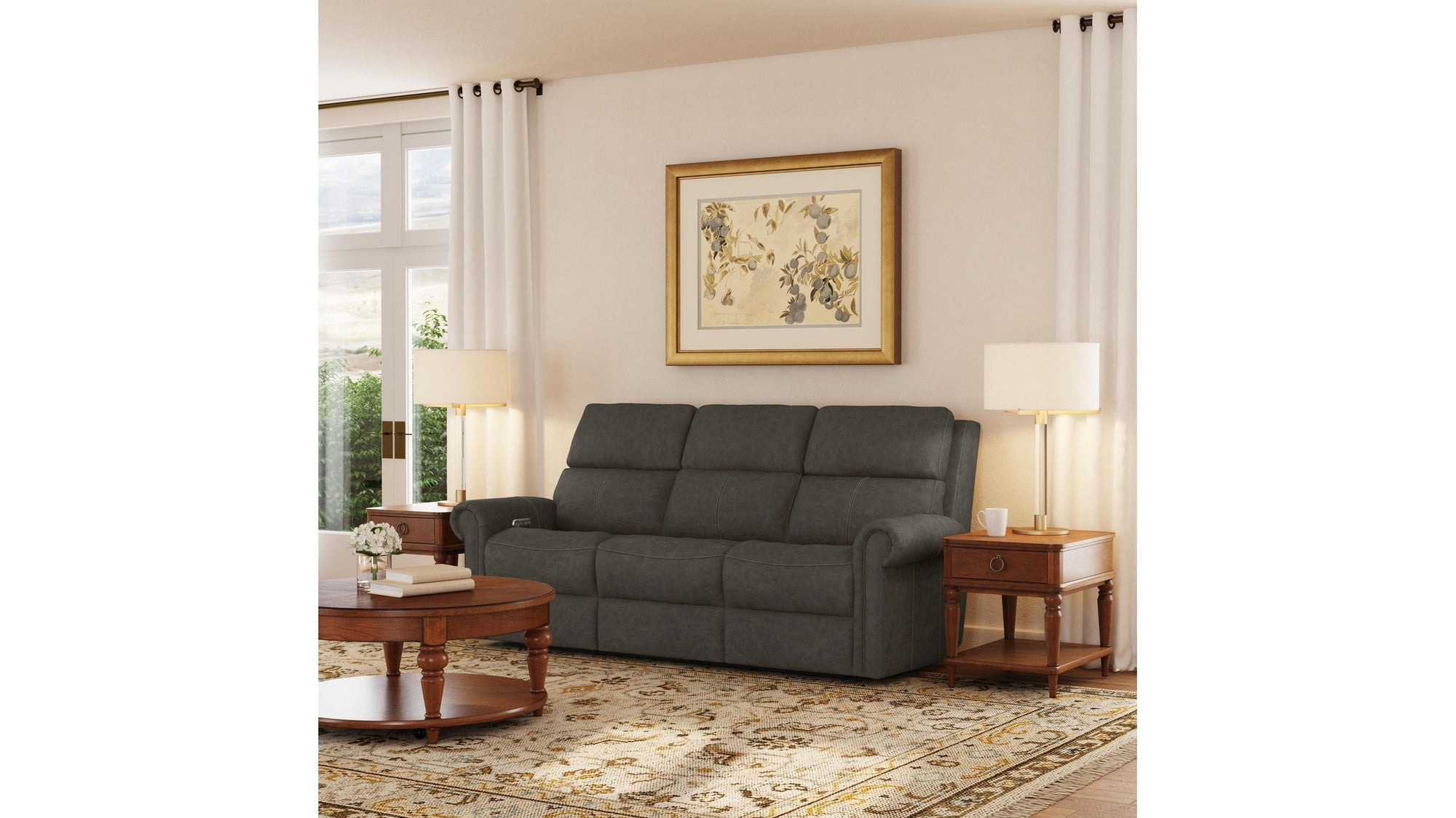 Bernard - Power Reclining Sofa With Console, Power Headrest, &amp; Lumbar