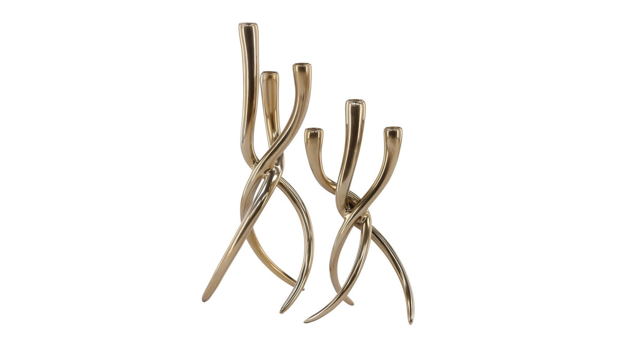 Ansley - Taper Candle Holder Set Set of 2 - Gold