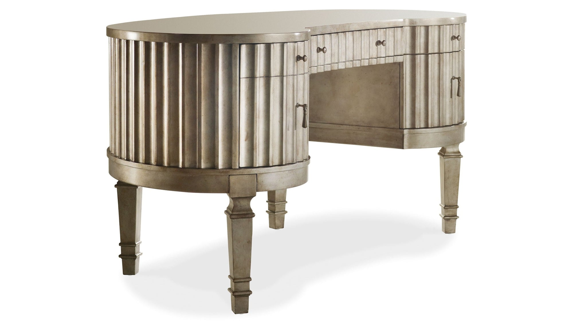 Melange - Fluted Kidney Desk - Pearl Silver