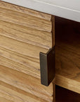 Brinson - Carved Wood 4 Door Cabinet - White / Woodtone