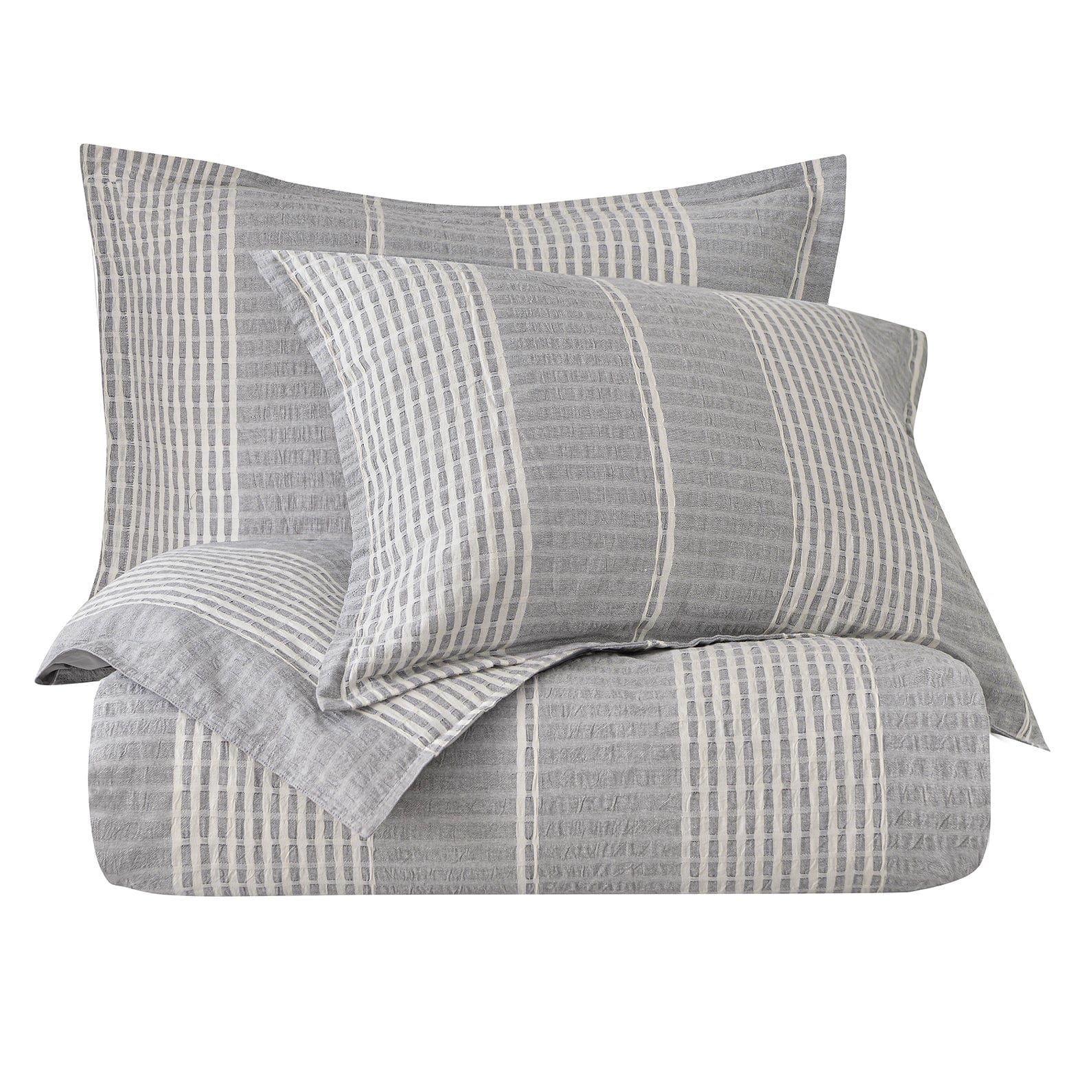 Lane - Queen Stripe Comforter Set (Set of 3) - Gray