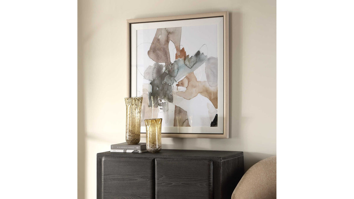 Cohesion - Framed Abstract Print - Black / Blue / Gray / Orange
