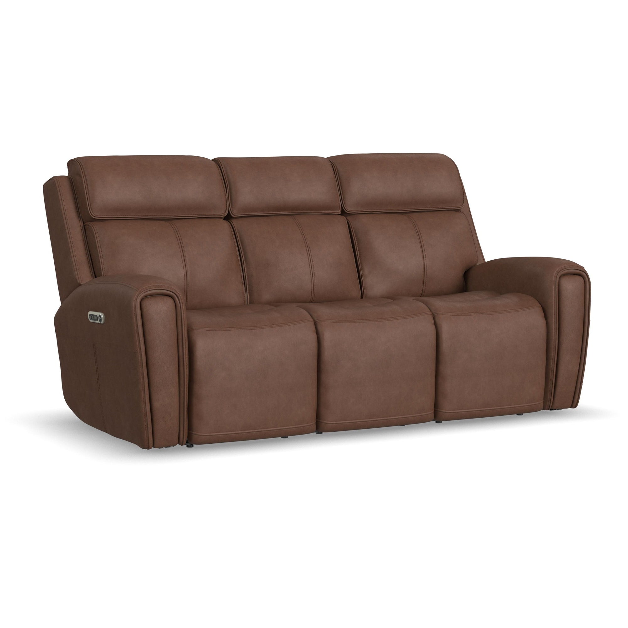 Warren - Power Reclining Sofa With Console, Power Headrest &amp; Lumbar - Dark Brown