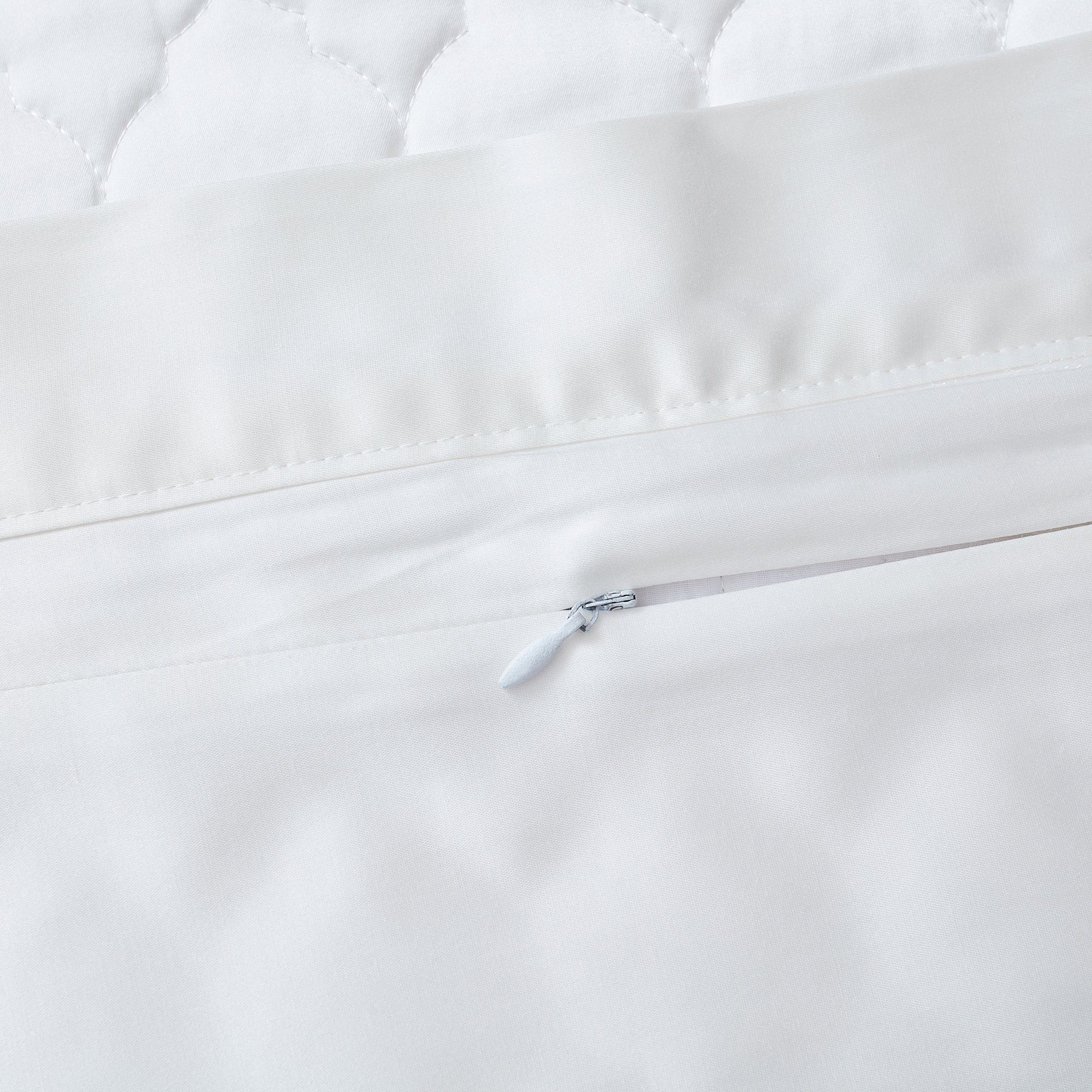 High Shine Satin - 21" x 34" Quatrefoil Quilt Pillow Sham Set (Set of 2) - White