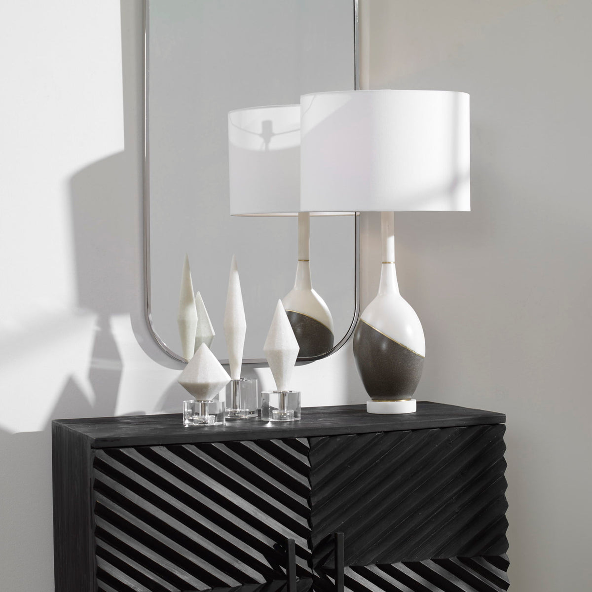 Tanali - Modern Table Lamp - White &amp; Gray