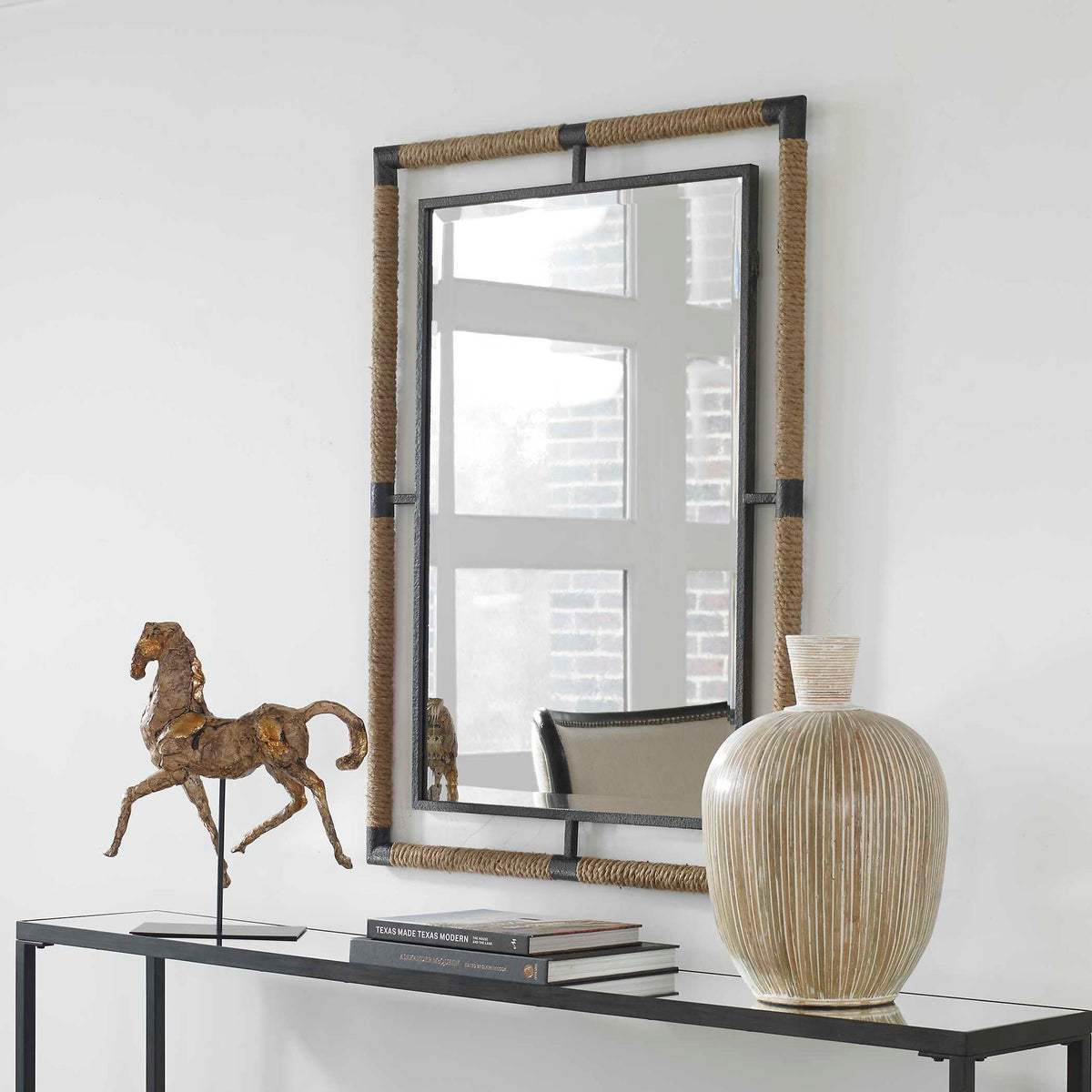 Melville - Iron &amp; Rope Mirror - Light Brown