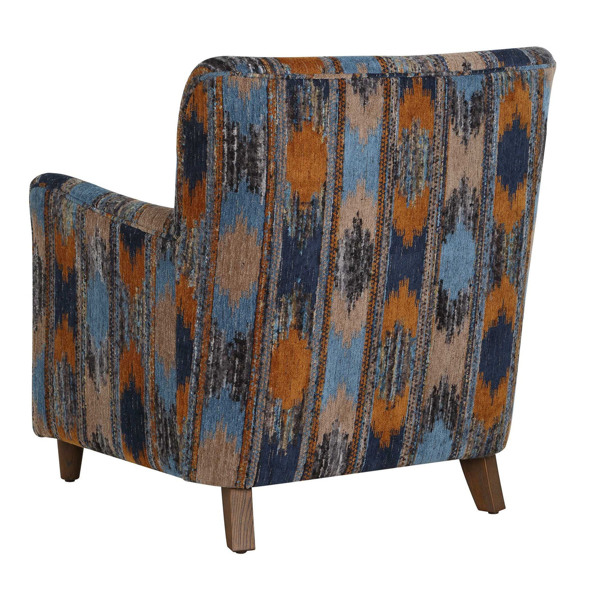 Lainey - Upholstered Ikat Armchair - Blue / Brown / Orange