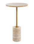 Malya - Travertine Accent Table - Beige