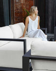 Remsen - Outdoor Sofa - Black / Oyster