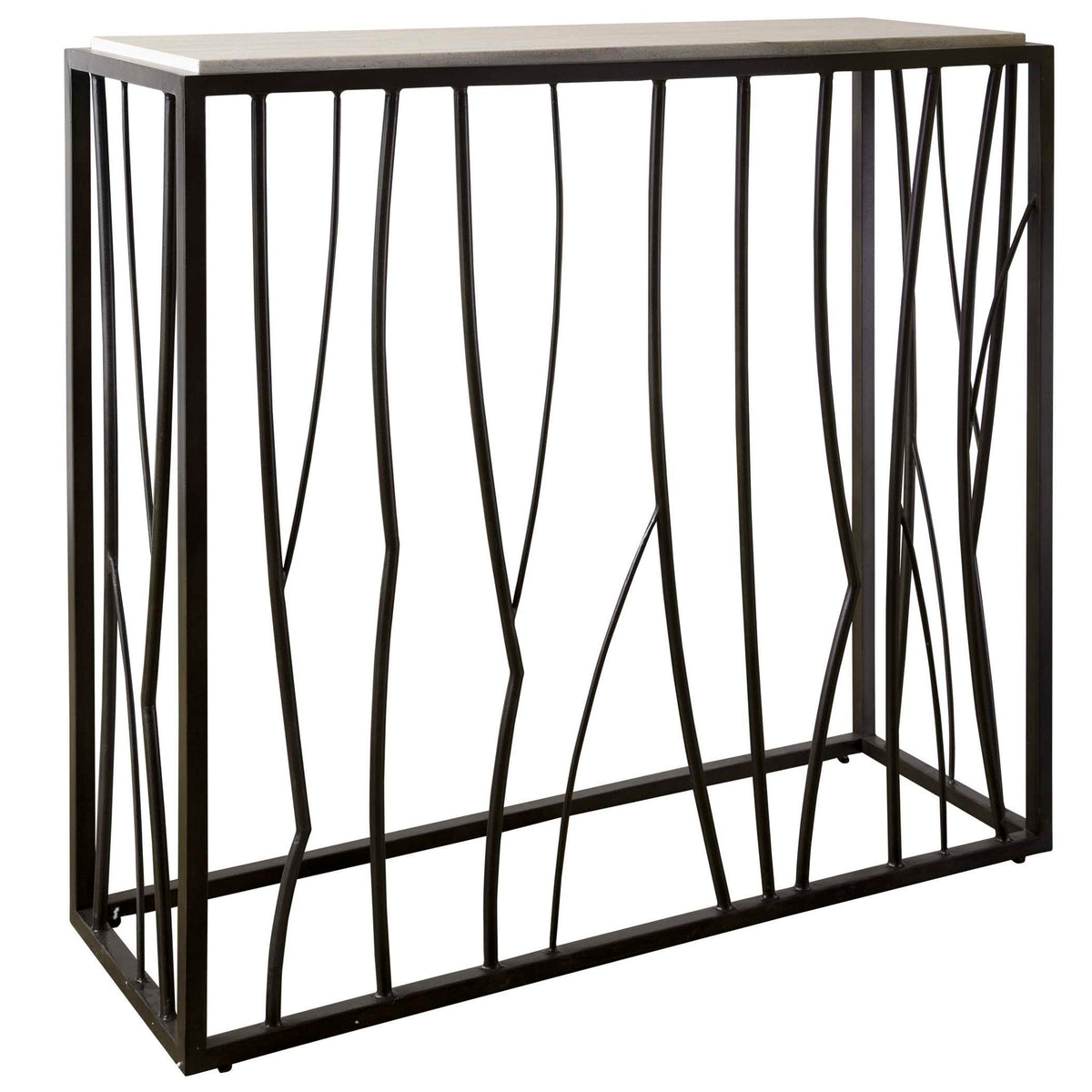Reed - Travertine Console Table - Black &amp; Light Brown