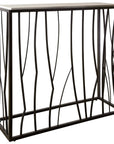 Reed - Travertine Console Table - Black & Light Brown