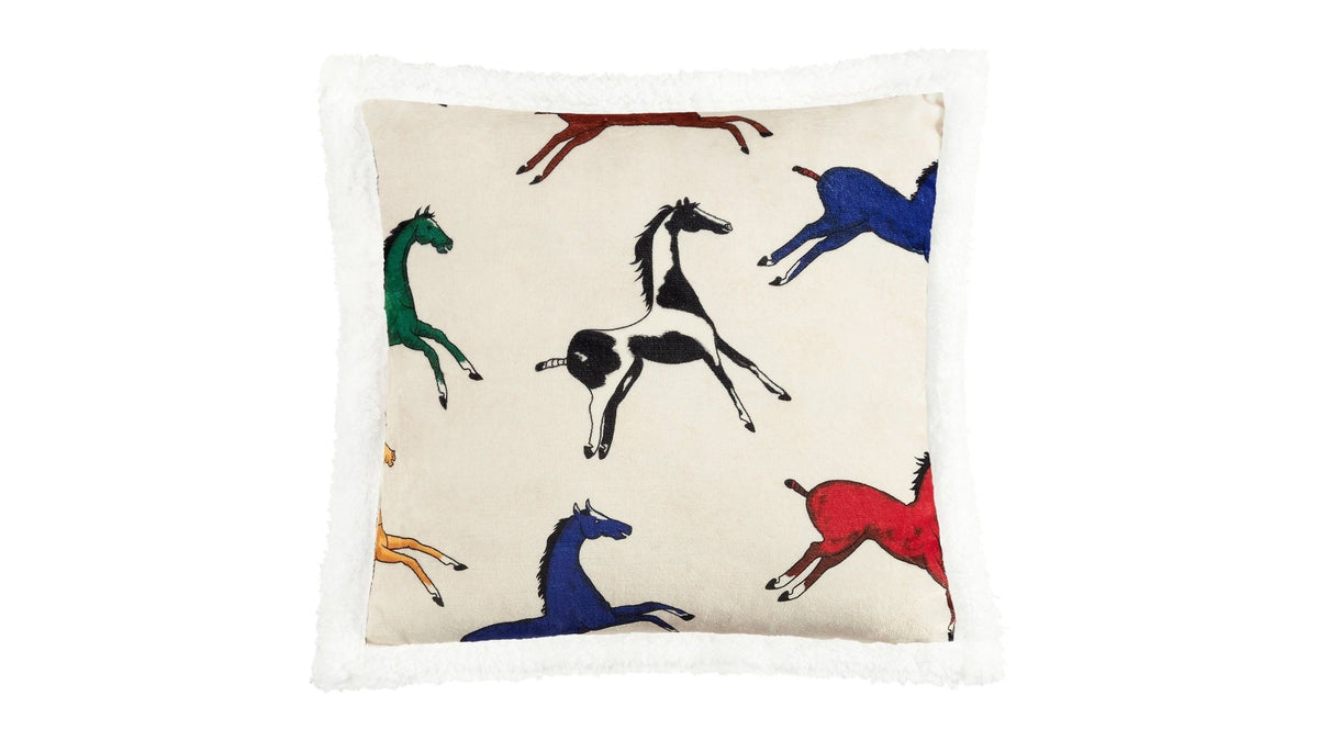 Campfire - Wild Horses Campfire Sherpa Pillow 6 Per Carton - Multi Color