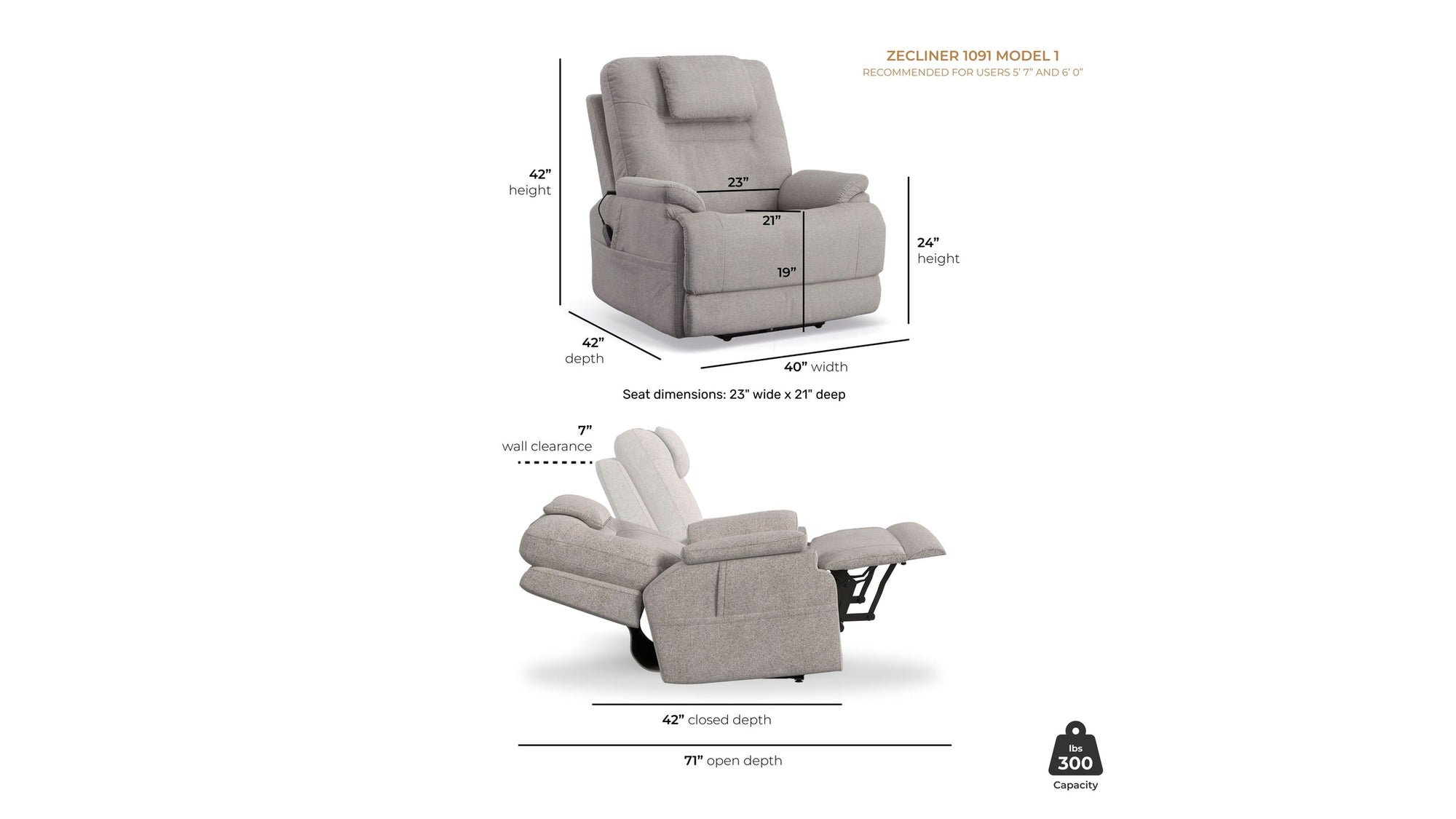 Zecliner Model 1 - Power Sleep Chair