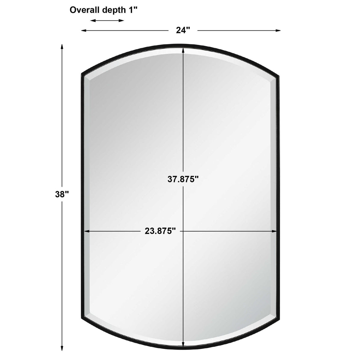 Shield - Shaped Iron Mirror - Black