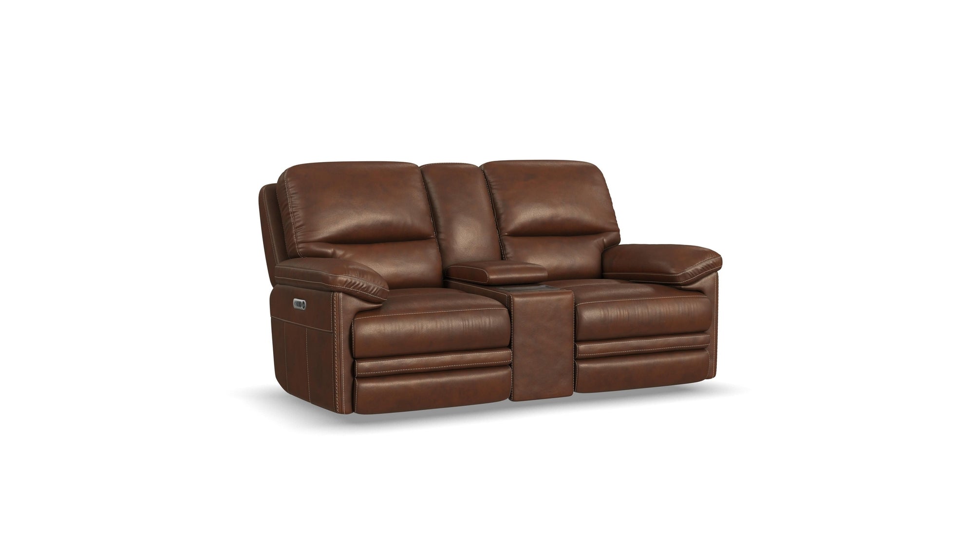David - Power Reclining Loveseat With Console, Power Headrests & Lumbar - Pecan
