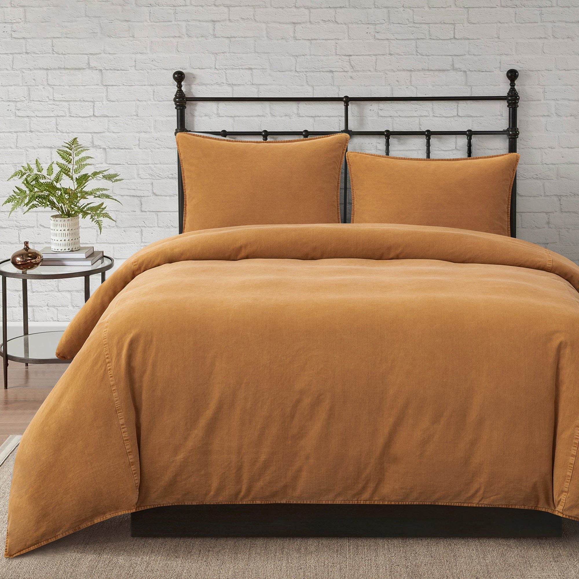 Cotton Canvas - Twin Stonewashed Duvet Cover Set (Set of 2) - Terracotta