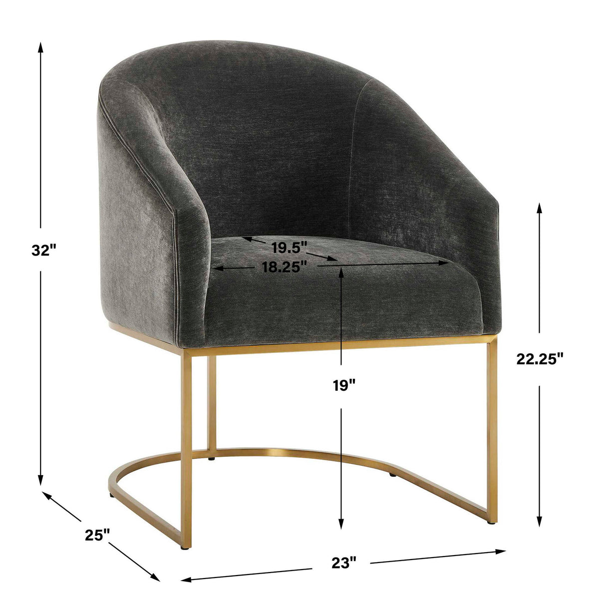 Hanni - Dining Chair - Charcoal / Gold