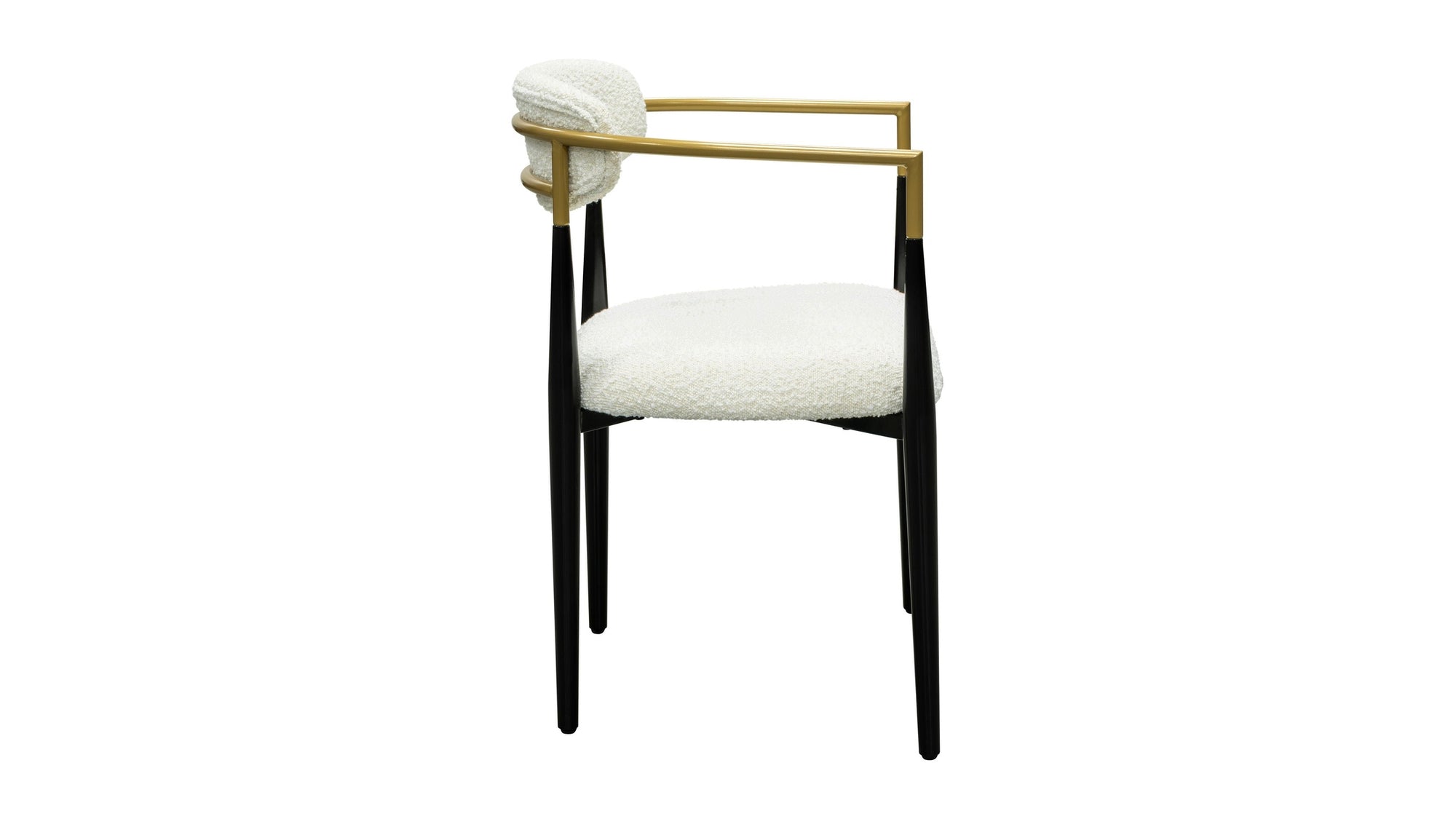 Jenson - White Dining Chair - Semi-Gloss Black /Brushed Gold / Ivory Boucle