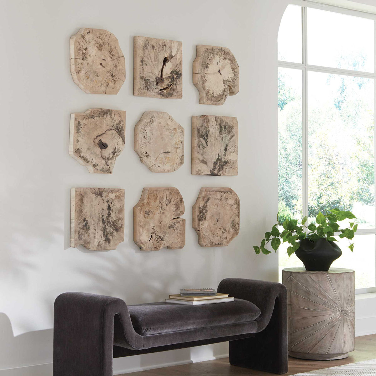 Bahati - Wood Bleached Wall Decor (Set of 9) - Brown