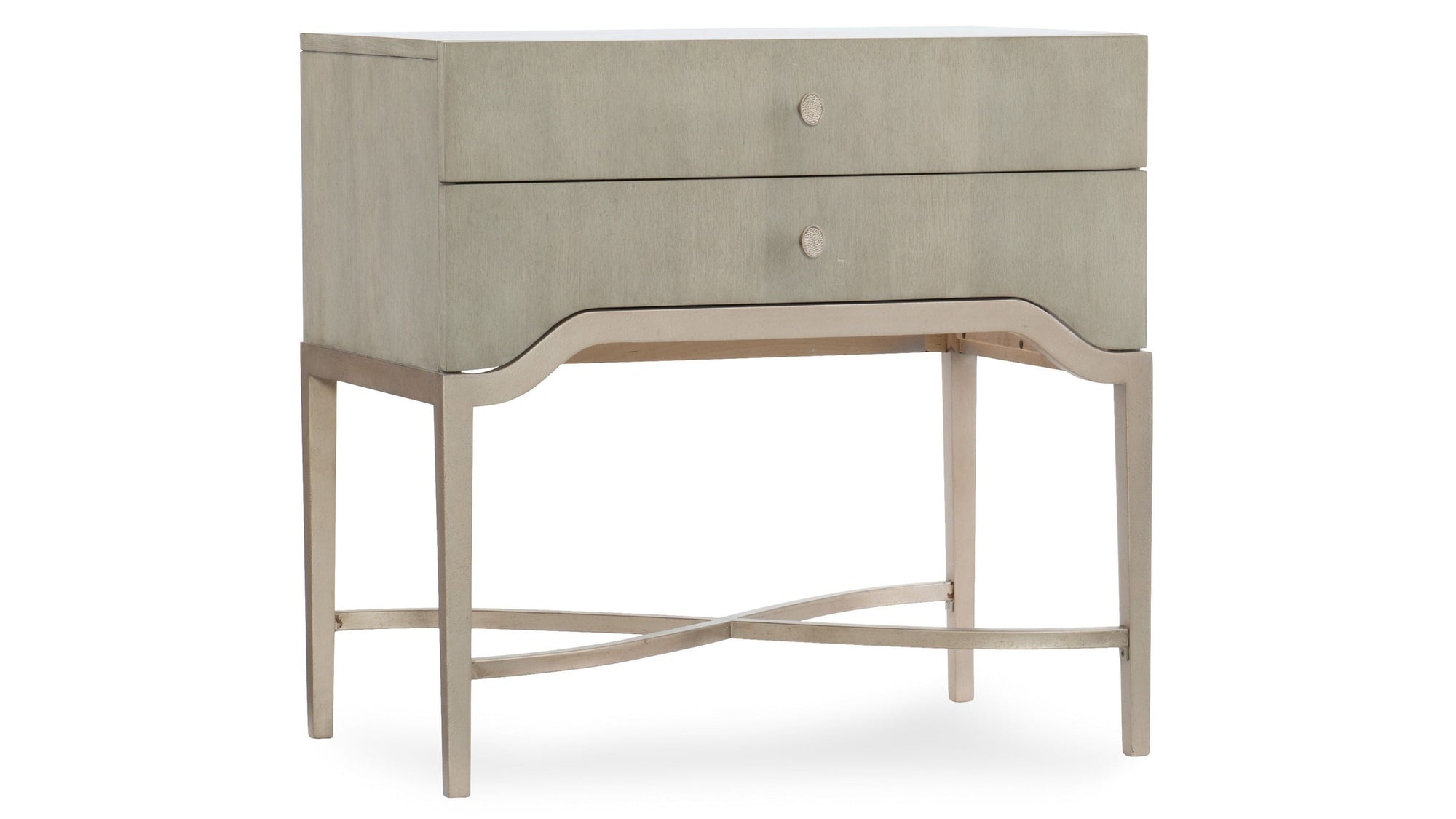 Elixir - 2-Drawer Nightstand - Pearl Silver