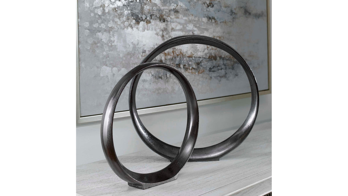 Orbits - Ring Sculptures Set of 2 - Black