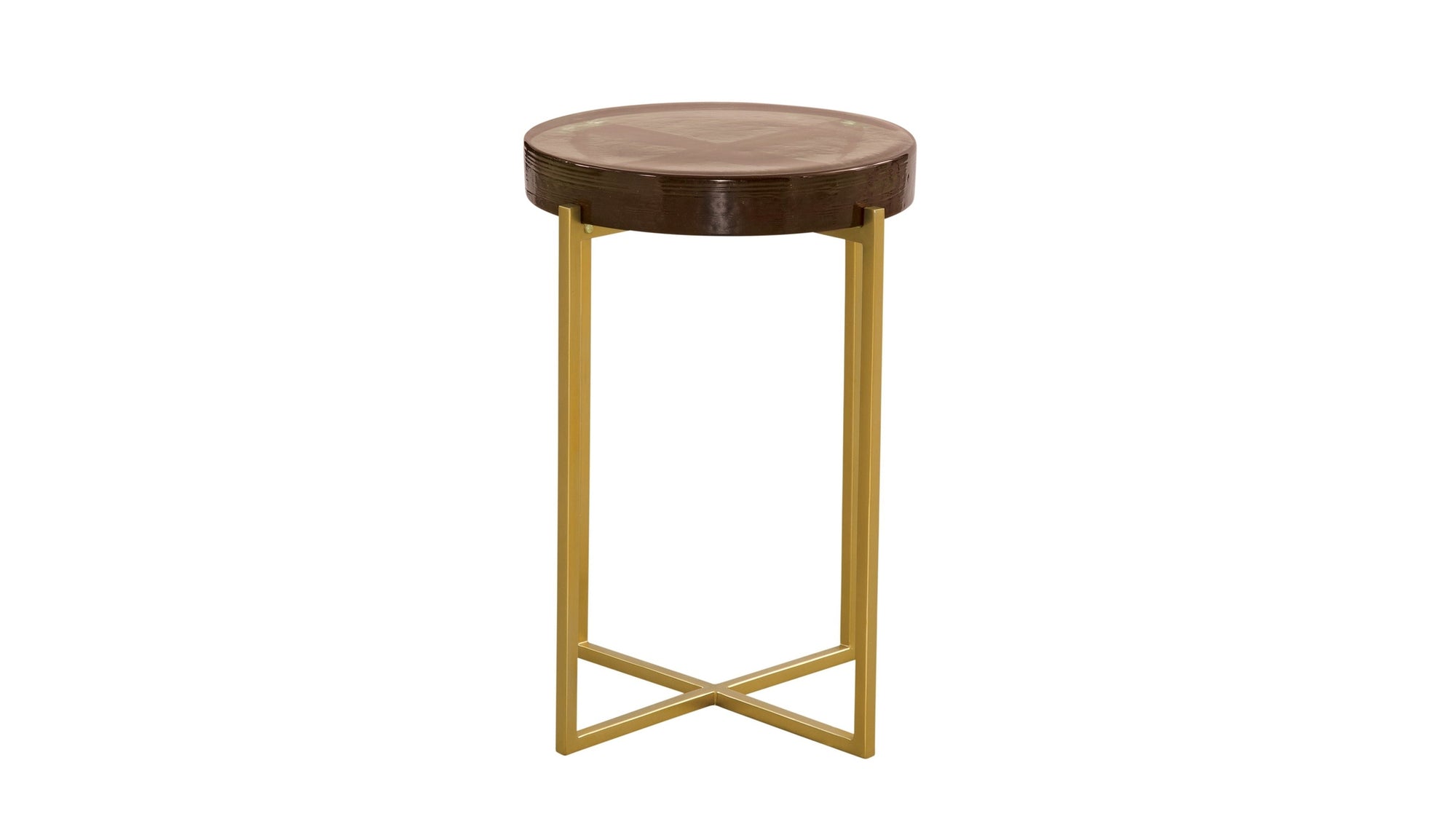 Marilee - Accent Table - Vibrant Red / Sleek Brushed Gold