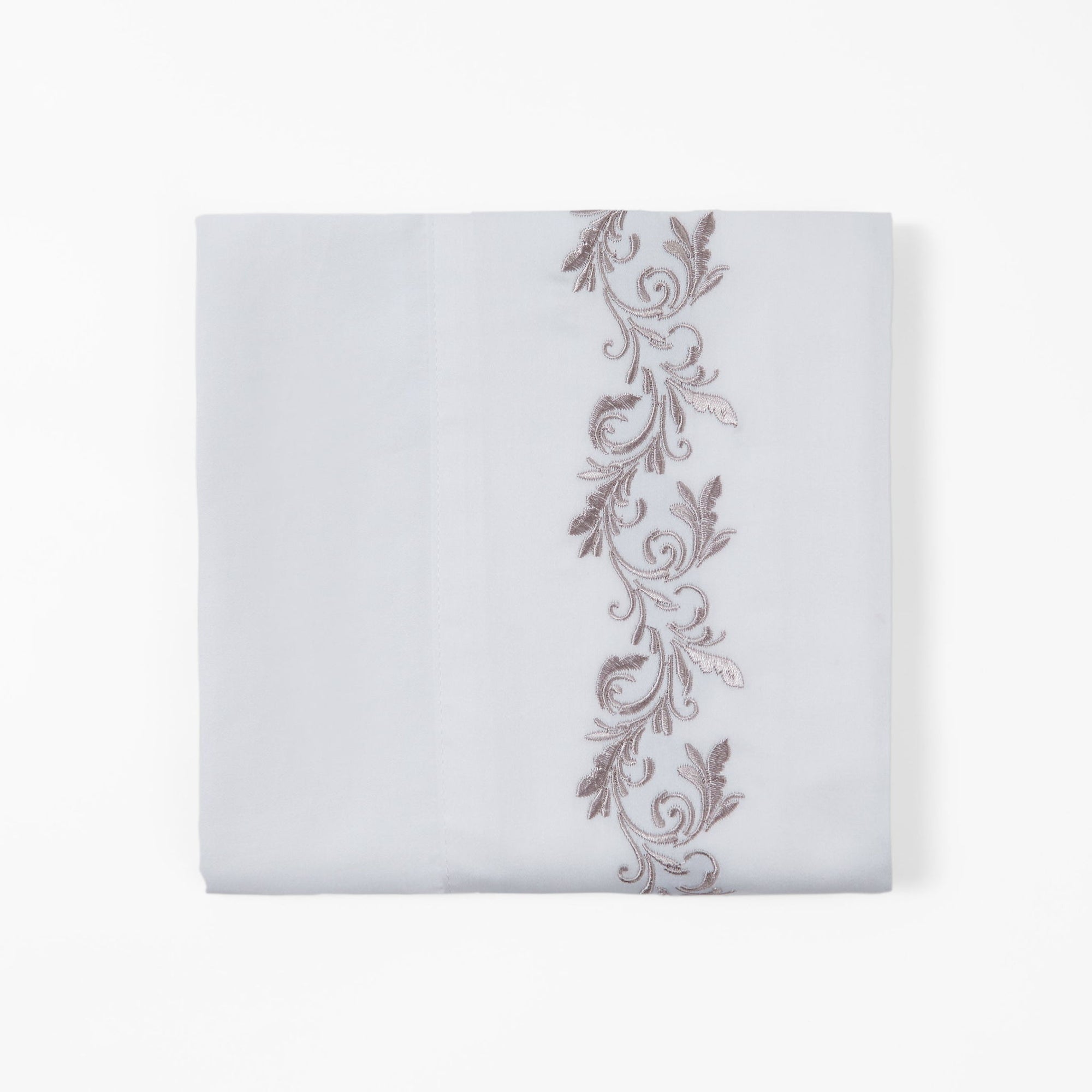 Scroll Sheet - Queen 350TC Gray Scroll Embroidered Sheet Set (Set of 4) - White