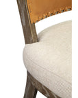 Lina - Chair - Leather And Linen Set of 2 - Light Brown