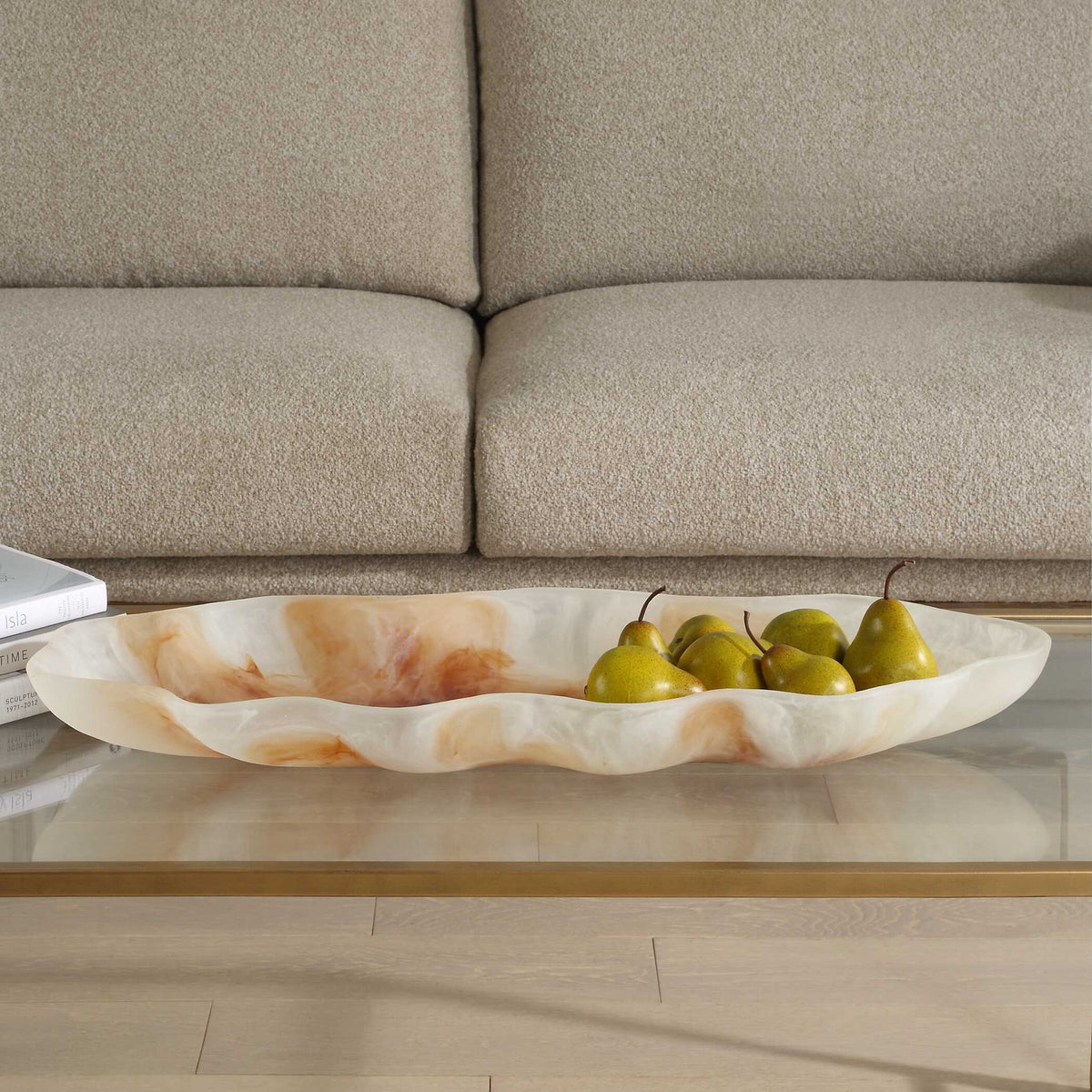 Organic Elegance - Wavy Oval Bowl - Brown / White