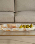 Organic Elegance - Wavy Oval Bowl - Brown / White