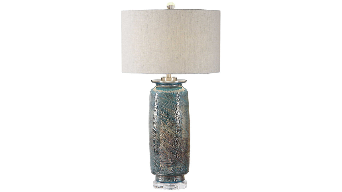 Olesya - Swirl Glass Table Lamp - Blue