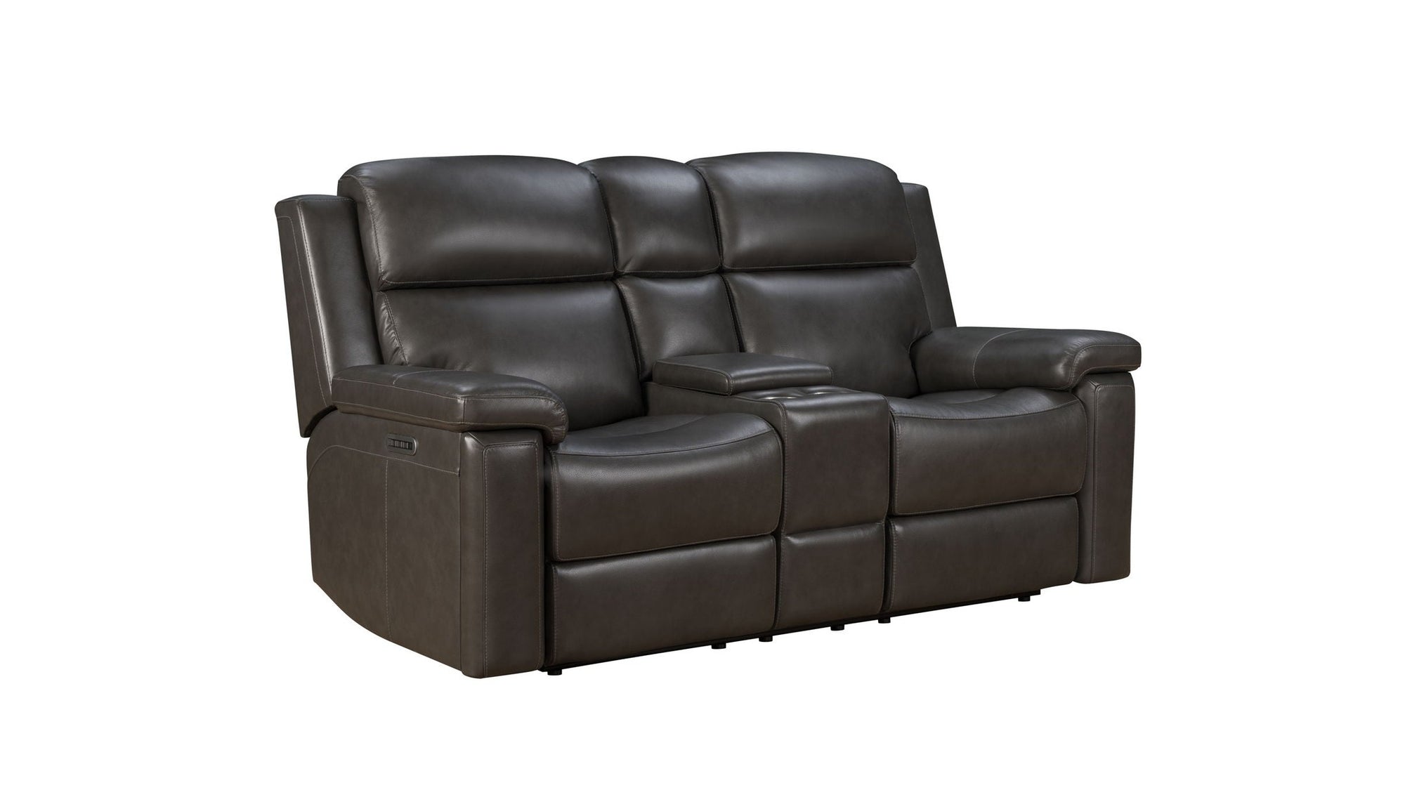 Leon - Power Console Loveseat Recliner With Power Headrest, Power Lumbar, Heat And Massage - Smokey Gray