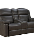 Leon - Power Console Loveseat Recliner With Power Headrest, Power Lumbar, Heat And Massage - Smokey Gray