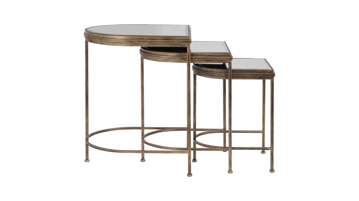 India - Nesting Tables (Set of 3) - Light Brown &amp; Black