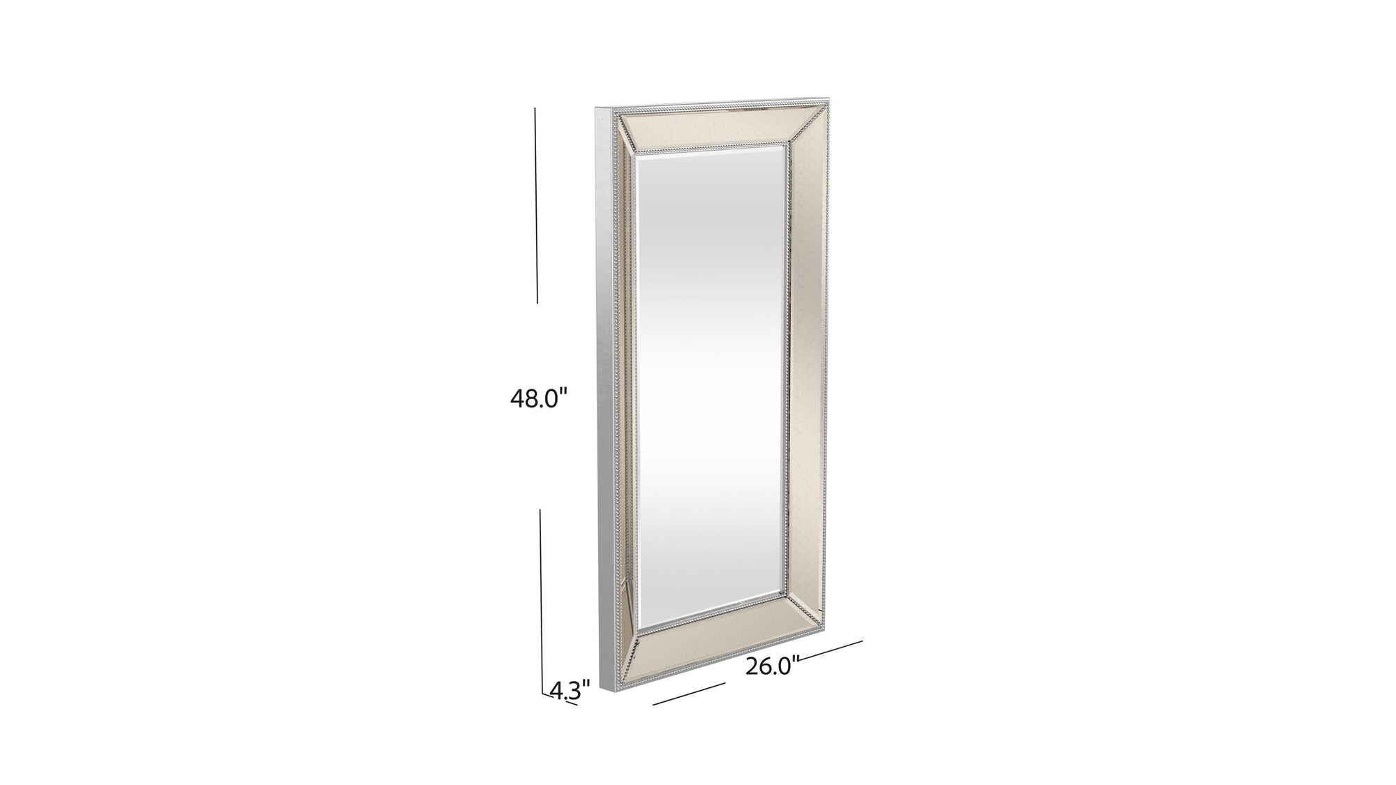 Beaded - Wall Mirror 48" - Silver