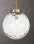 Gaia - 1 Light Watered Glass Pendant - Brass