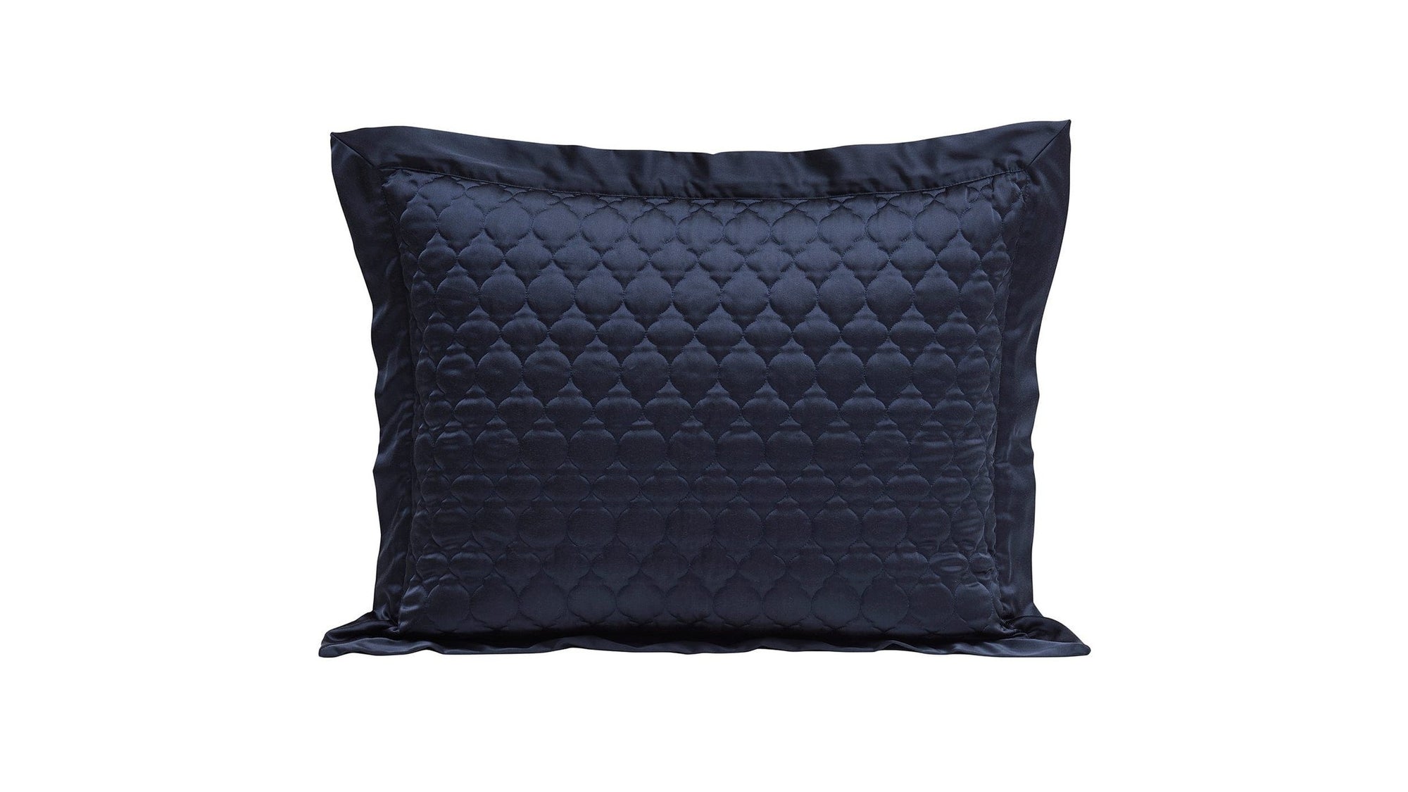 High Shine Satin - 21" x 34" Quatrefoil Quilt Pillow Sham Set Set of 2 - Navy