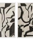 Ink Maze Framed Print Set of 2 - Gray / Black