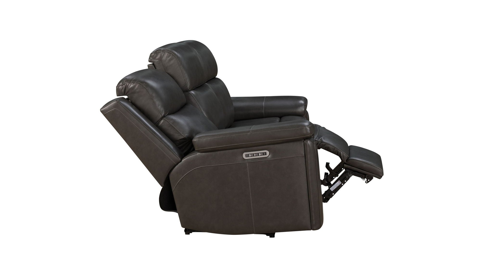 Leon - Power Sofa Recliner With Power Headrest, Power Lumbar, Heat And Massage Dropdown Table With Smart Tabletop Control - Smokey Gray