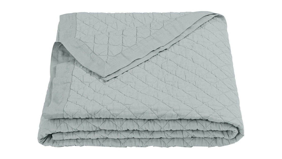 Diamond Linen - Full/Queen Linen Cotton Diamond Quilt - Seaglass