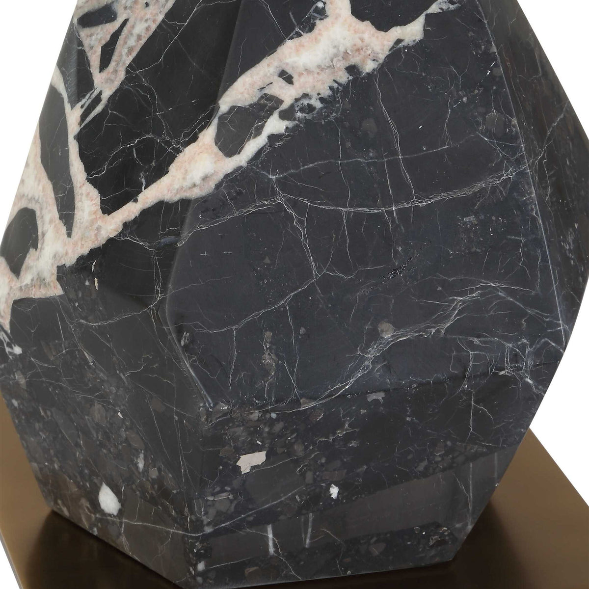 Rowland - Panda Marble Buffet Lamp - Black / Brass