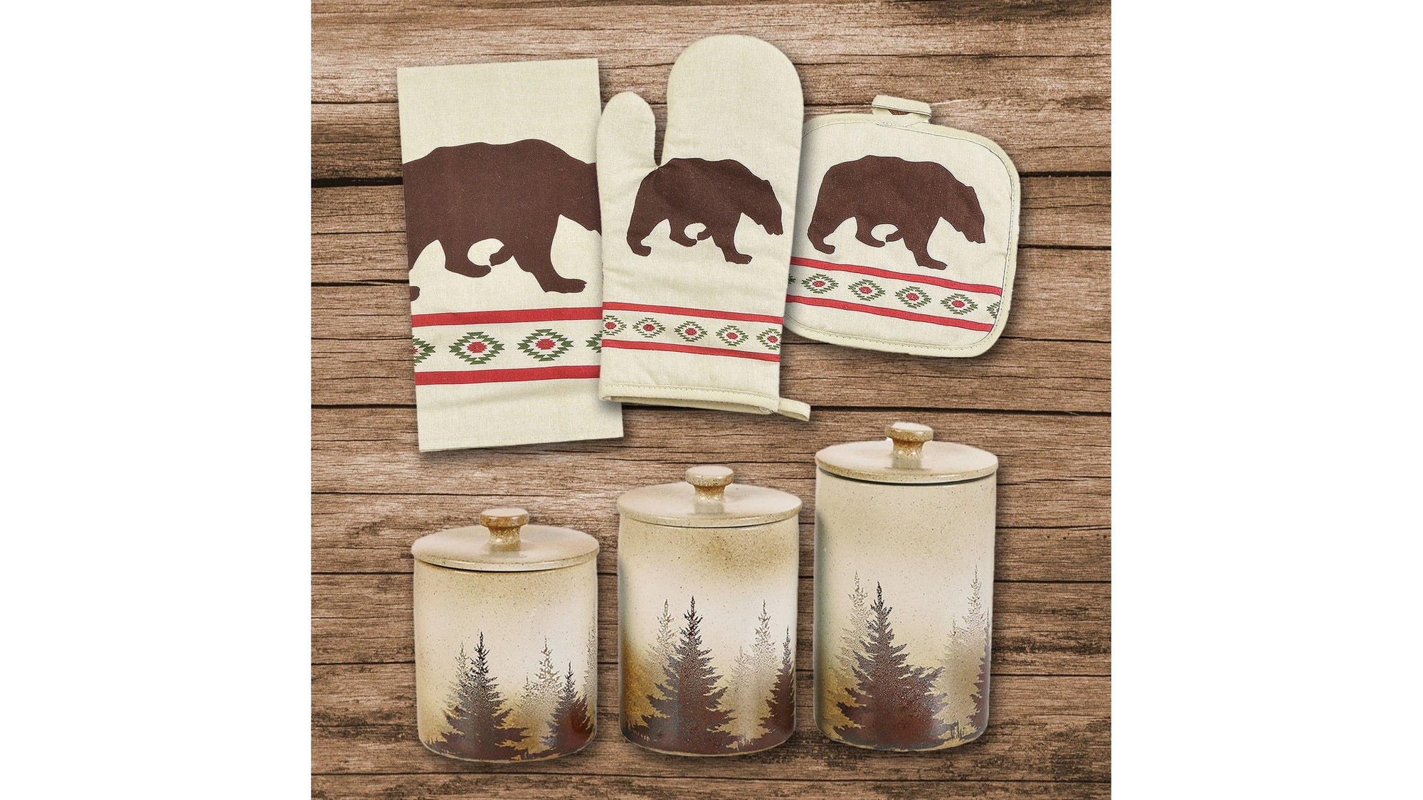 Aztec Bear - Print & Clearwater Pines Set Set of 13 - Cream / Brown